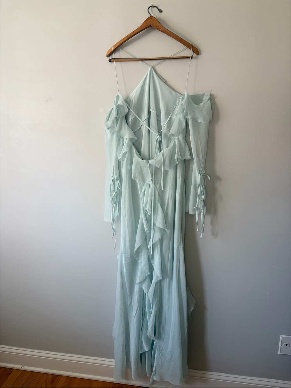 ASOS EDITION Chiffon Halter Cold Shoulder Maxi Dress - Picture 4 of 6